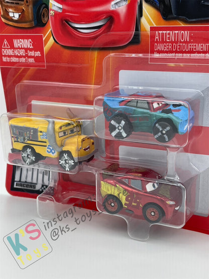 MINI RACERS DISNEY PIXAR CARS 3-PACK MISS FRITTER, RUSTEZE RACING CENTER LIGHTNING MCQUEEN, AND FISHTAIL - BNIP