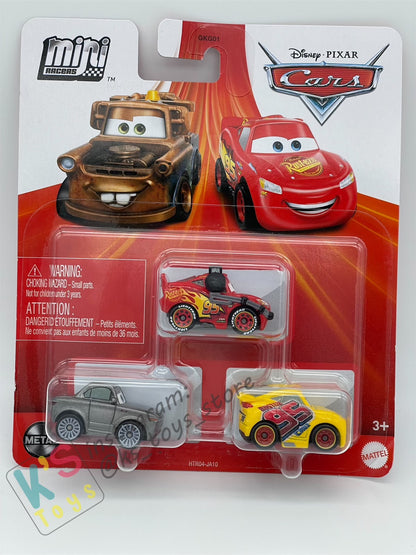 MINI RACERS DISNEY PIXAR CARS 3-PACK RUSTEZE CRUZ RAMIREZ, LIGHTNING MCQUEEN WITH HEADSET, AND STERLING - BNIP