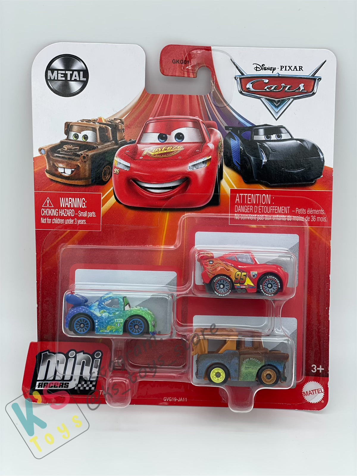 MINI RACERS DISNEY PIXAR CARS 3-PACK CARLA VELOSO, LIGHTNING MCQUEEN WITH RACING WHEELS AND MATER - BNIP