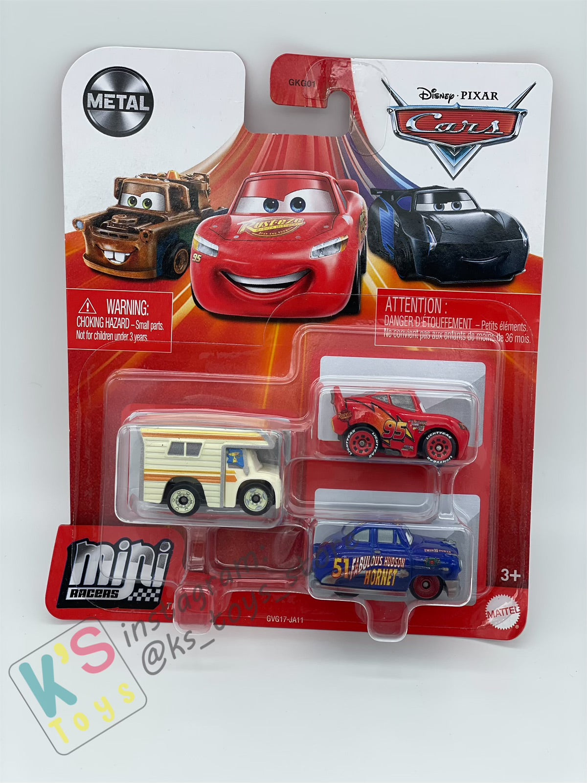 MINI RACERS DISNEY PIXAR CARS 3-PACK LARRY CAMPER, FABULOUS HUDSON HORNET, AND LIGHTNING MCQUEEN - BNIP