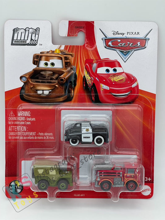 MINI RACERS DISNEY PIXAR CARS 3-PACK SHERIFF, SARGE AND RED - BNIP