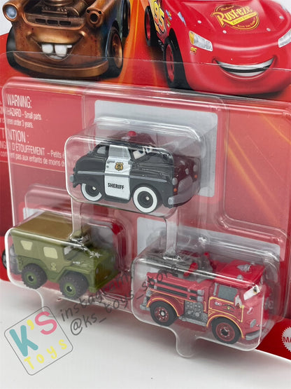 MINI RACERS DISNEY PIXAR CARS 3-PACK SHERIFF, SARGE AND RED - BNIP