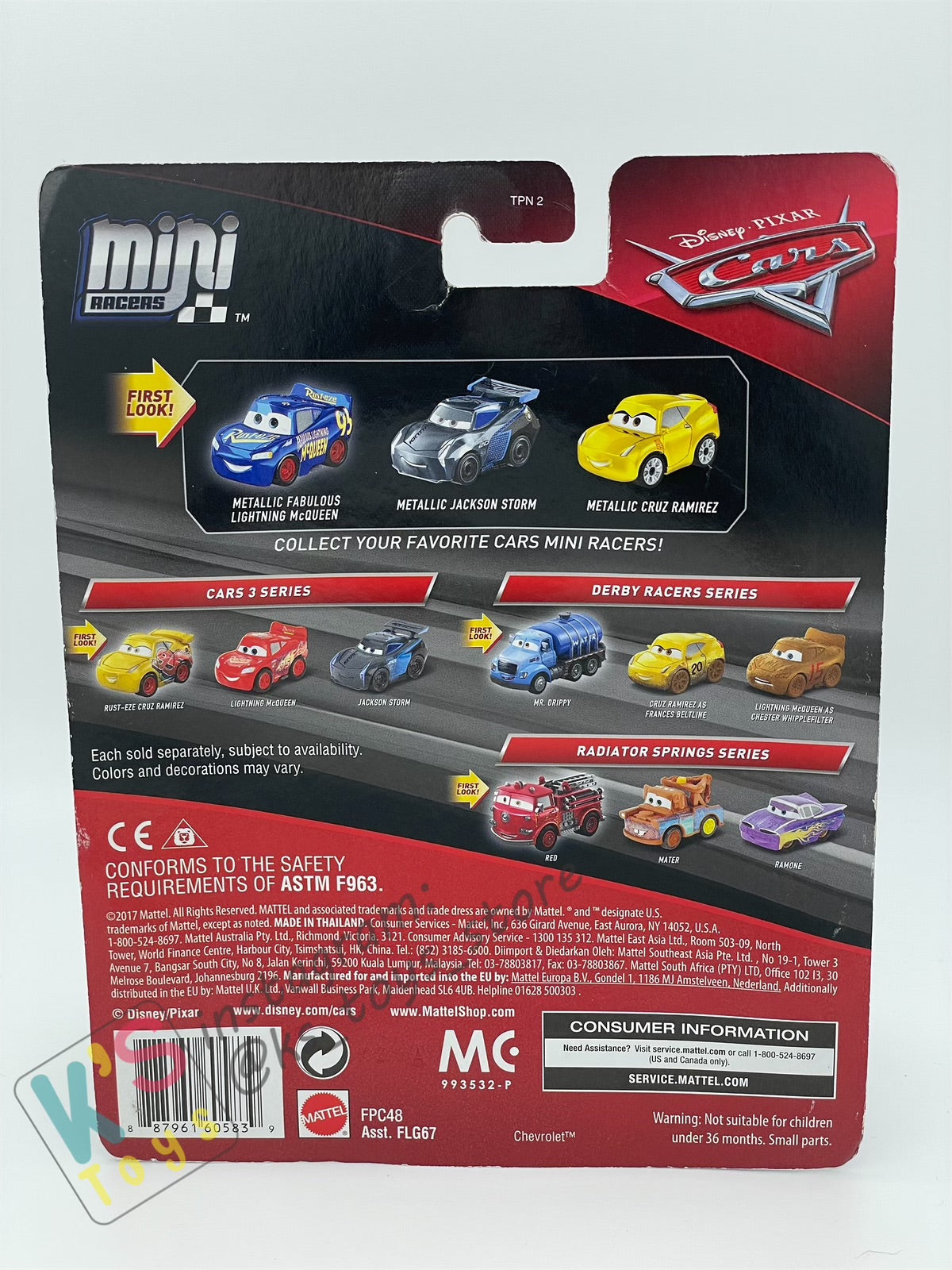 MINI RACERS DISNEY PIXAR CARS 3-PACK METALLIC FABULOUS LMQ, METALLIC JACKSON STORM AND METALLIC CRUZ RAMIREZ (METALLIC SERIES) - BNIP