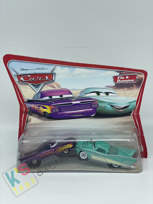 Disney Pixar Cars 1:55 2-Pack FLO AND RAMONE (PURPLE), Movie Moments 2006 - BNIP