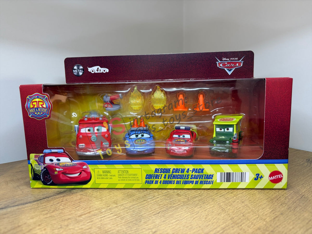 GIFT SET Disney Pixar Cars by MATTEL, 4 PACK RESCUE CREW WITH ACCESSORIES - RADIATOR SPRINGS RACE & RESCUE SERIES - BNIP