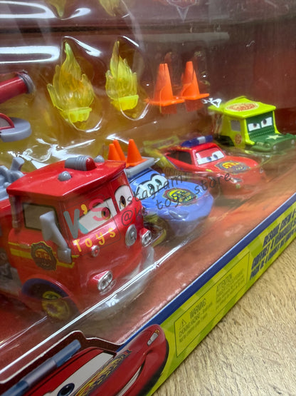 GIFT SET Disney Pixar Cars by MATTEL, 4 PACK RESCUE CREW WITH ACCESSORIES - RADIATOR SPRINGS RACE & RESCUE SERIES - BNIP