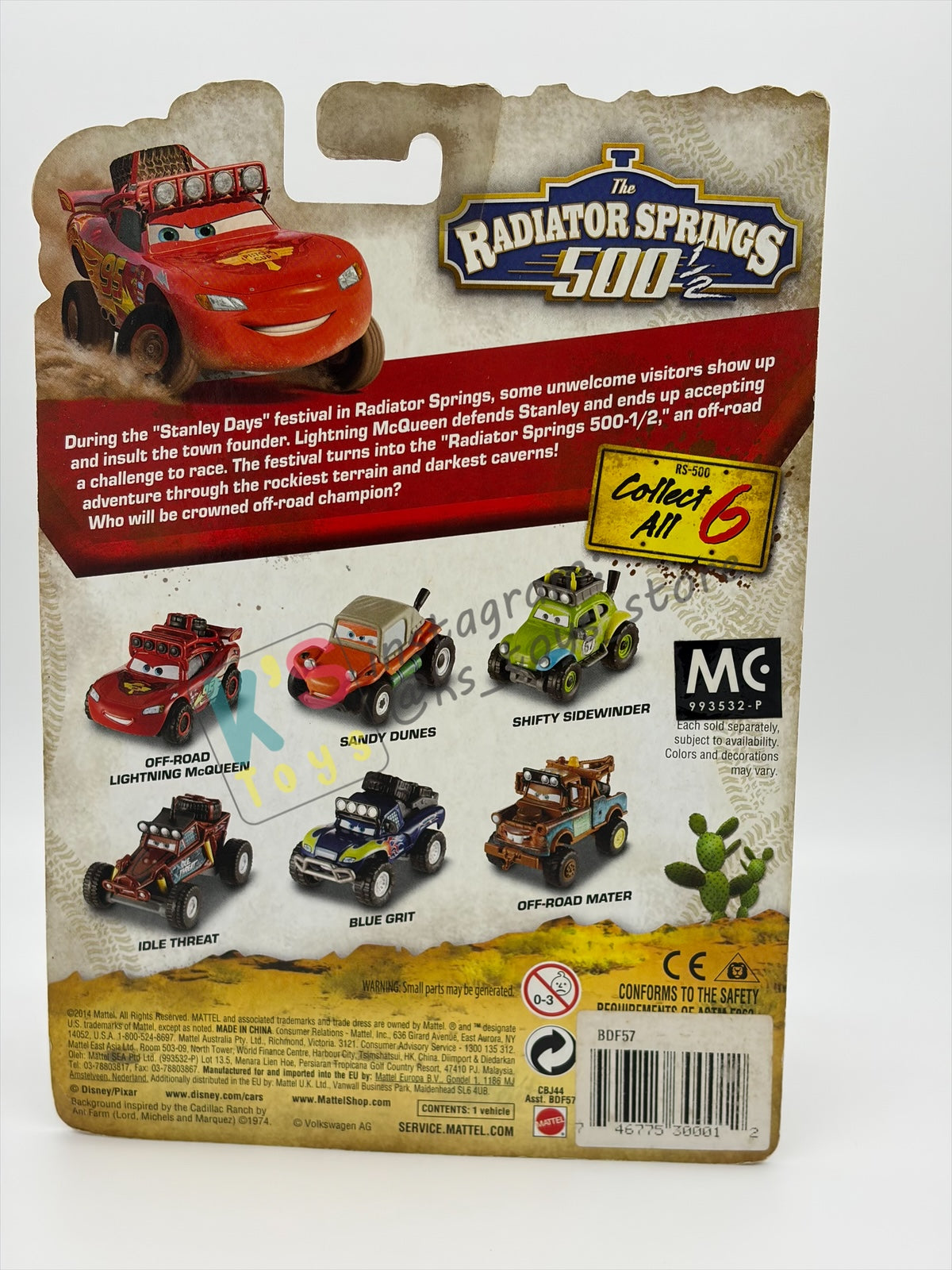 DELUXE DISNEY PIXAR CARS BY MATTEL, "OFF ROAD MATER" RADIATOR SPRINGS 500 SERIES - BNIP