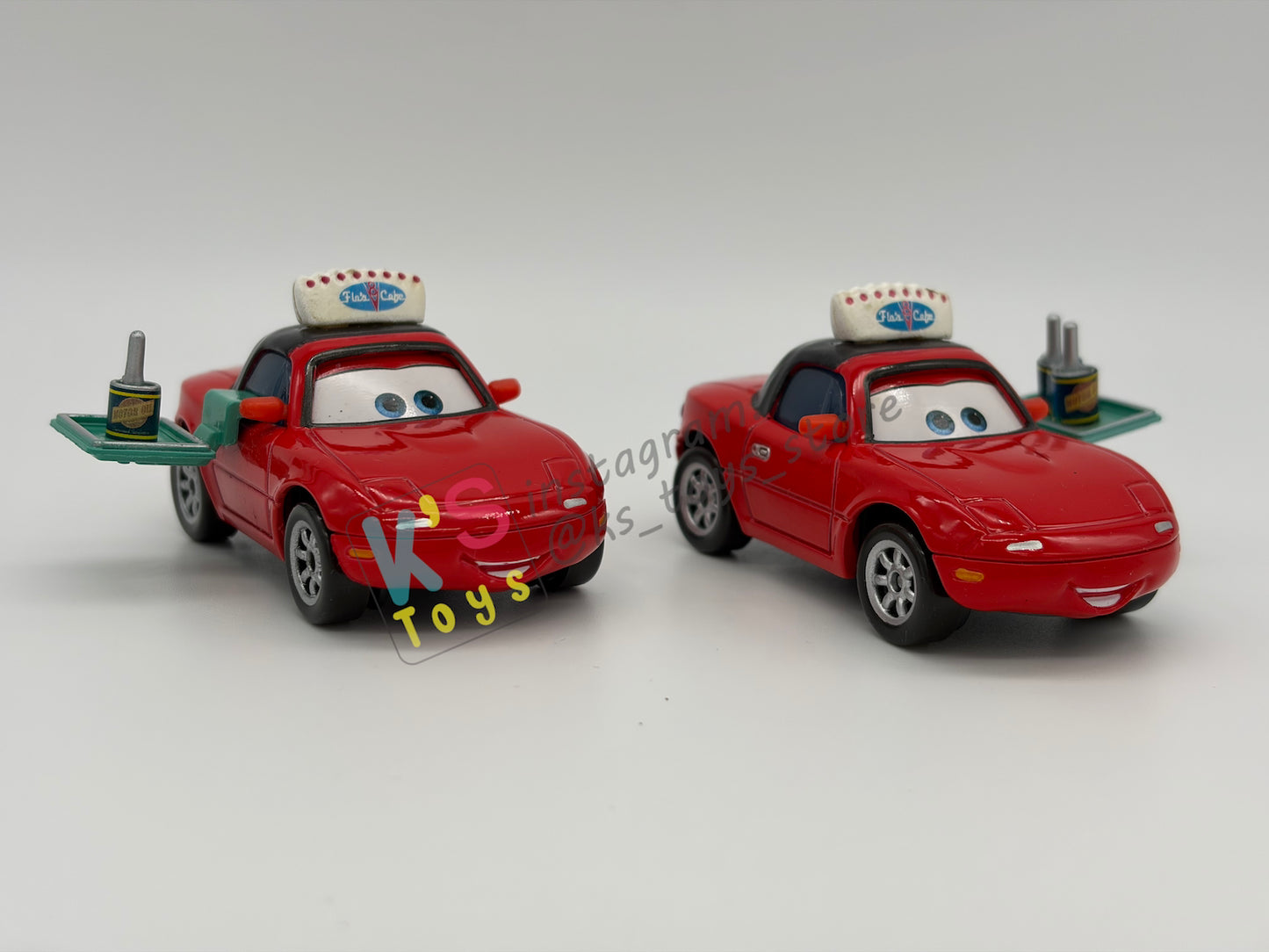 PRE-OWNED / LOOSE DISNEY PIXAR CARS - “WAITRESS MIA AND WAITRESS TIA" - FROM BACK ON THE MAP GIFT PACK SERIES - MINT CONDITION