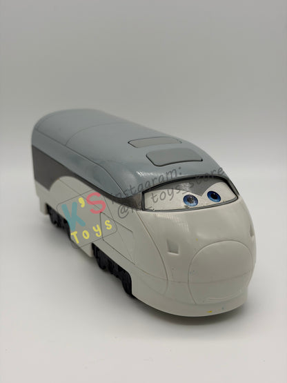 PRE-OWNED / LOOSE DISNEY PIXAR CARS - “QUICK CHANGERS DELUXE SPY TRAIN TRANSPORTER STEPHENSON" - CARS 2 QUICK CHANGERS SERIES - GOOD CONDITION!
