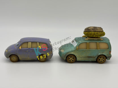 PRE-OWNED / LOOSE DISNEY PIXAR CARS BY MATTEL - "LOST IN DESERT VAN & MINI" FROM 2-PACK RADIATOR SPRINGS SERIES - MINT / NEAR MINT CONDITION - READ DESCRIPTION!!!!!!!!!!