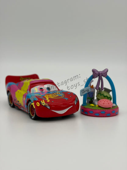 PRE-OWNED / LOOSE DISNEY PIXAR CARS - "EASTER LIGHTNING MCQUEEN WITH BASKET" MATER AND THE EASTER BUGGY SERIES - MINT / NEAR MINT CONDITION