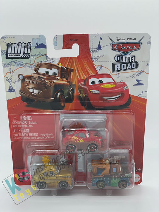 MINI RACERS DISNEY PIXAR CARS 3-PACK RUMBLER LIGHTNING MCQUEEN, CHIEFTESS AND RUMBLER MATER - BNIP