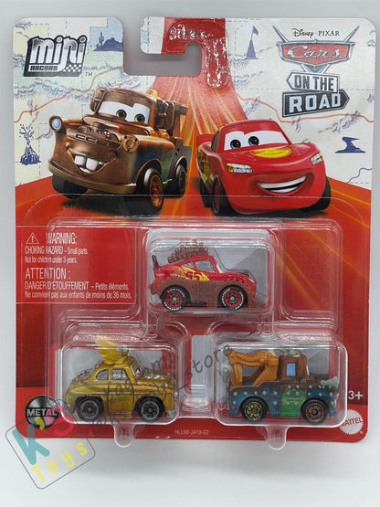 MINI RACERS DISNEY PIXAR CARS 3-PACK RUMBLER LIGHTNING MCQUEEN, CHIEFTESS AND RUMBLER MATER - BNIP