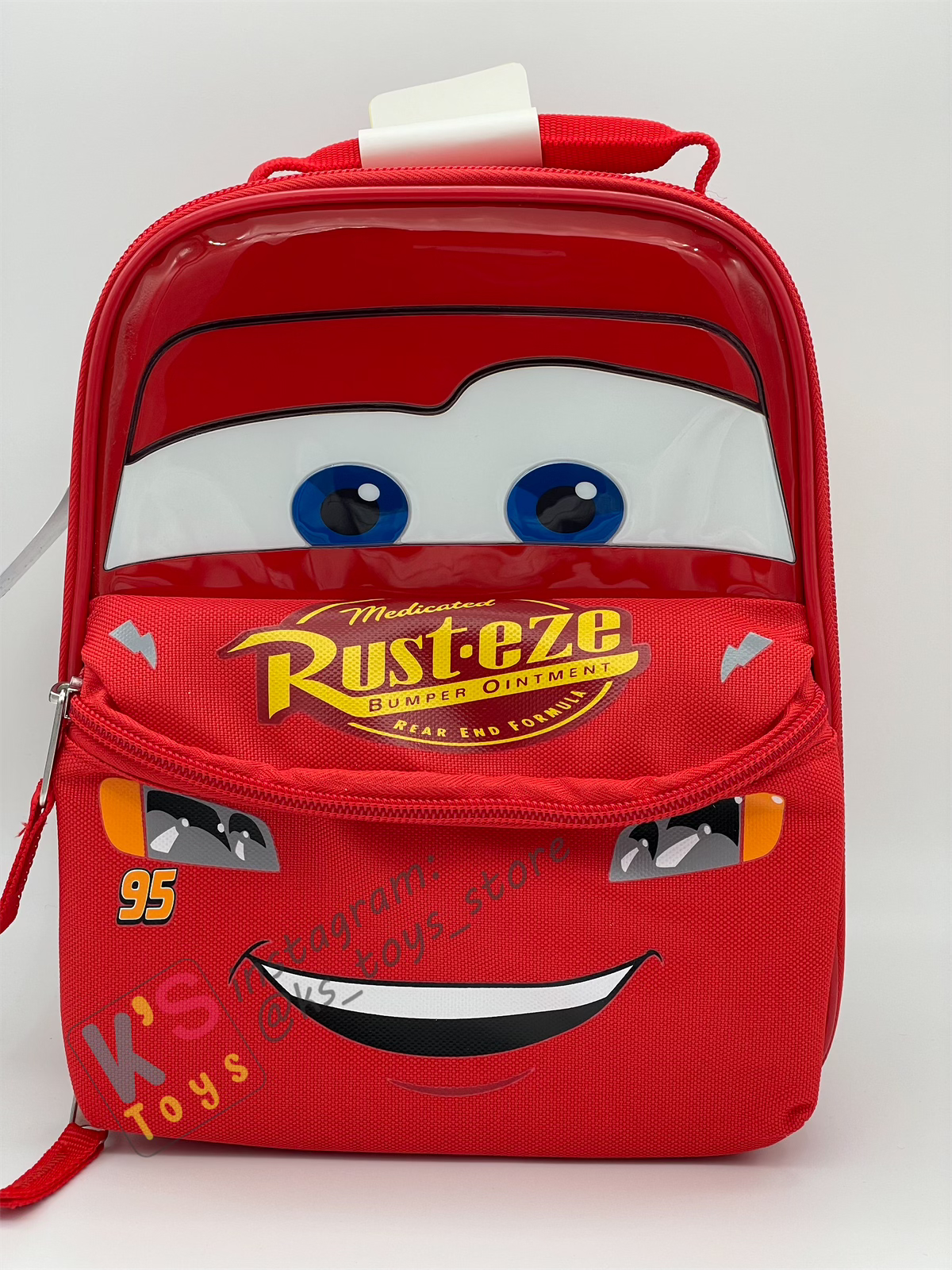 KIDS LIGHTNING MCQUEEN INSULATED LUNCH BAG 9" WITH FRONT ZIP POCKET - BNWT