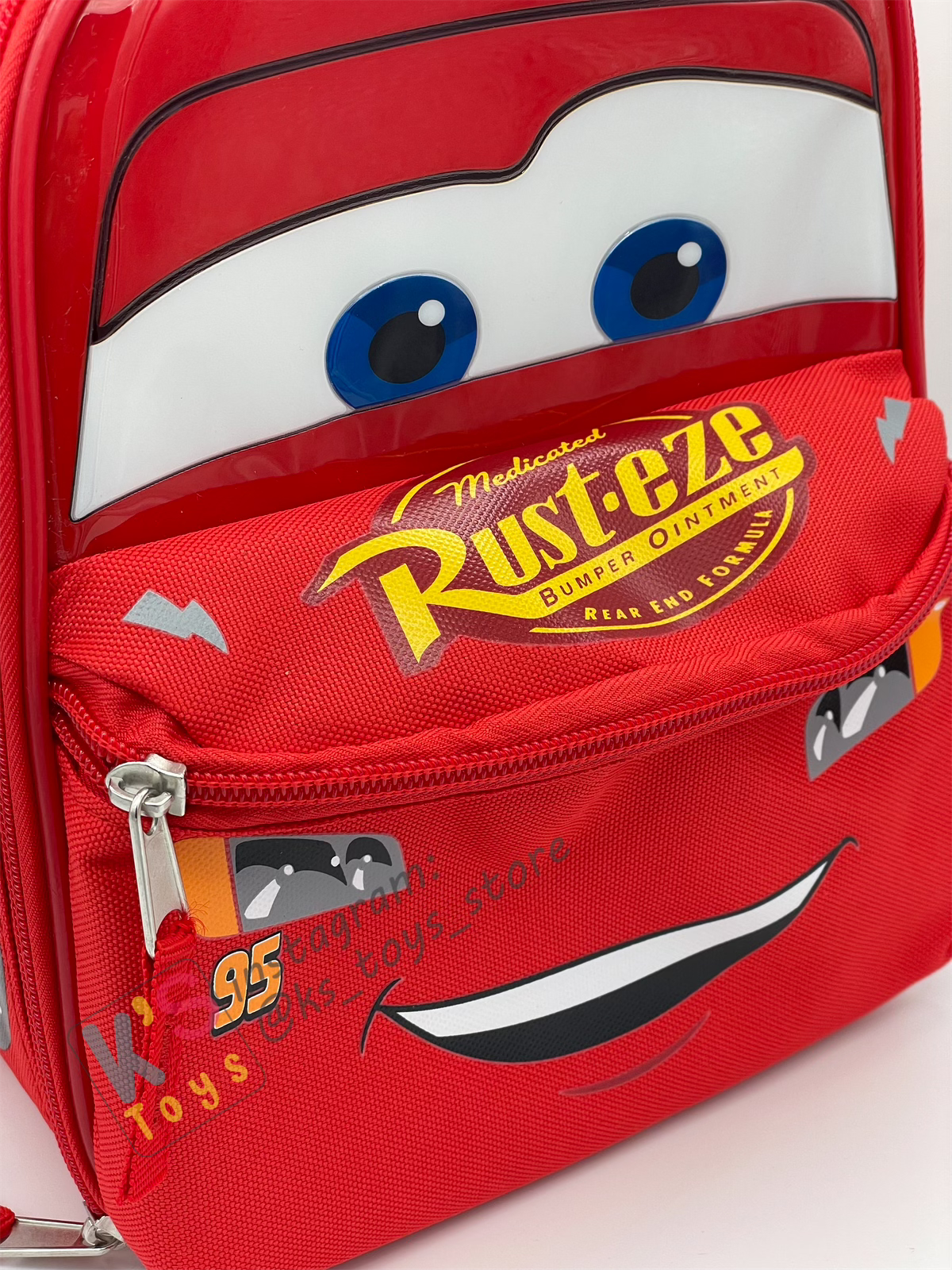 KIDS LIGHTNING MCQUEEN INSULATED LUNCH BAG 9" WITH FRONT ZIP POCKET - BNWT