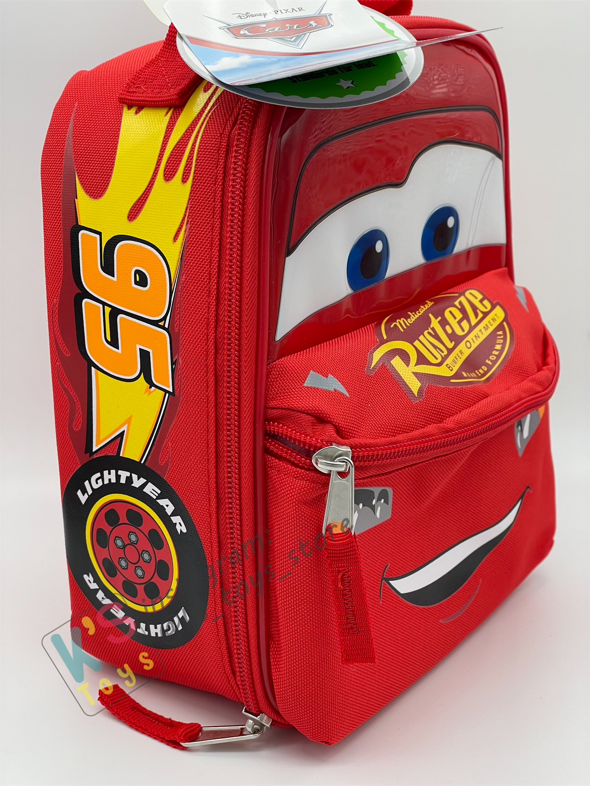 KIDS LIGHTNING MCQUEEN INSULATED LUNCH BAG 9" WITH FRONT ZIP POCKET - BNWT