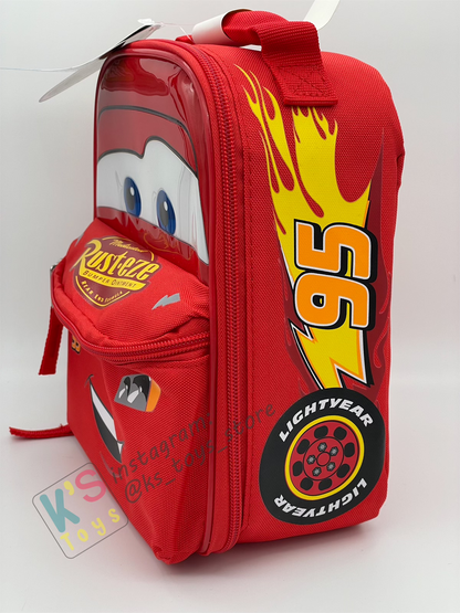 KIDS LIGHTNING MCQUEEN INSULATED LUNCH BAG 9" WITH FRONT ZIP POCKET - BNWT