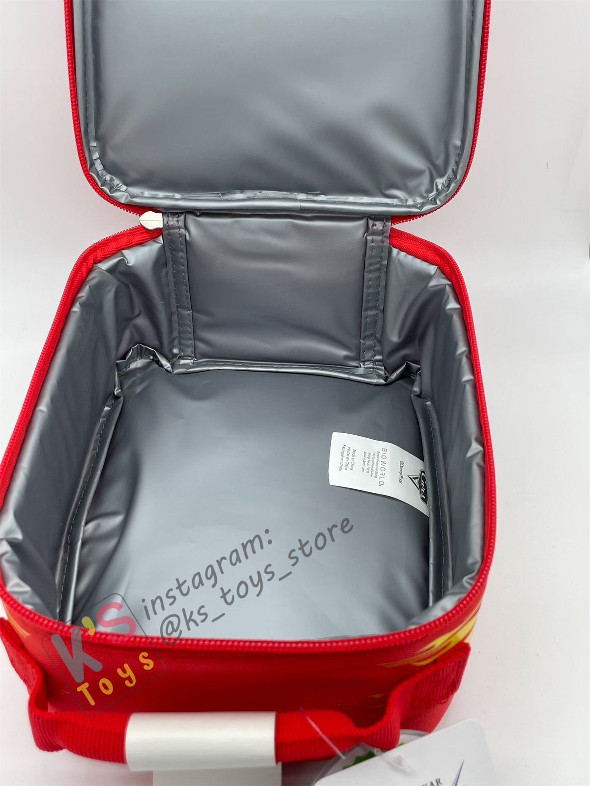 KIDS LIGHTNING MCQUEEN INSULATED LUNCH BAG 9" WITH FRONT ZIP POCKET - BNWT