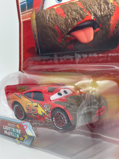 Rare Disney Pixar Cars by Mattel, Muddy Lightning McQueen - Final Lap Series - BNIP