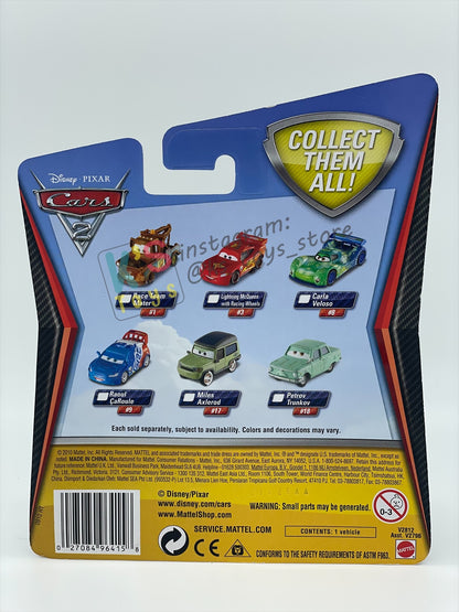 DISNEY PIXAR CARS 1:55 BY MATTEL, "MILES AXLEROD" CARS 2 - BNIP