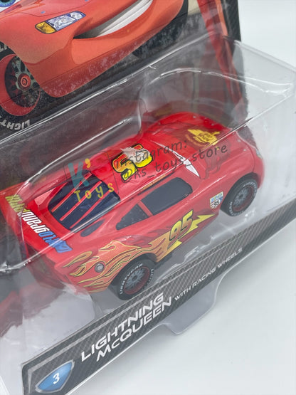 DISNEY PIXAR CARS 1:55 BY MATTEL, "LIGHTNING MCQUEEN WITH RACING WHEELS" CARS 2 - BNIP