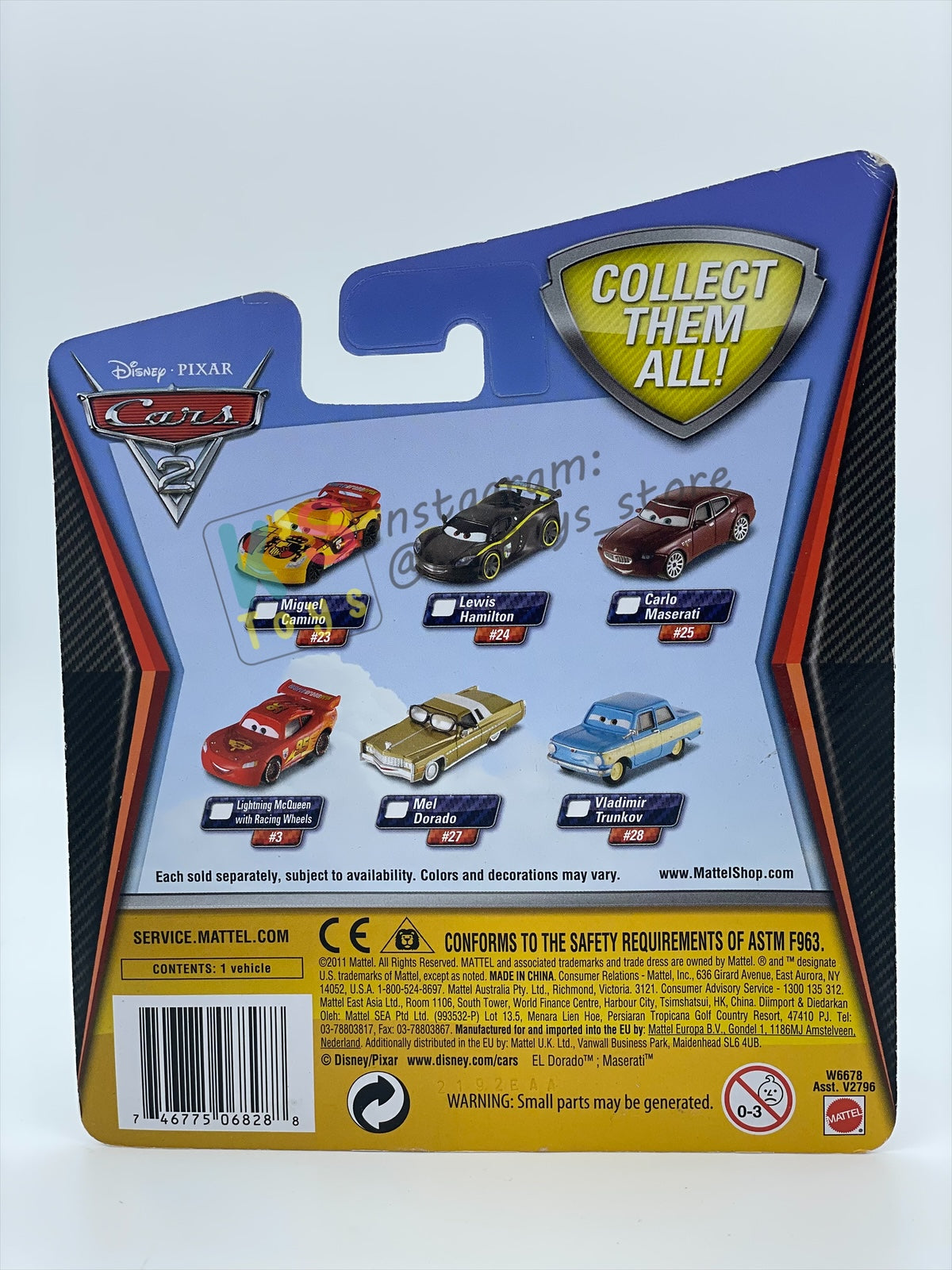 DISNEY PIXAR CARS 1:55 BY MATTEL, "VLADIMIR TRUNKOV" - CARS 2 SERIES - BNIP