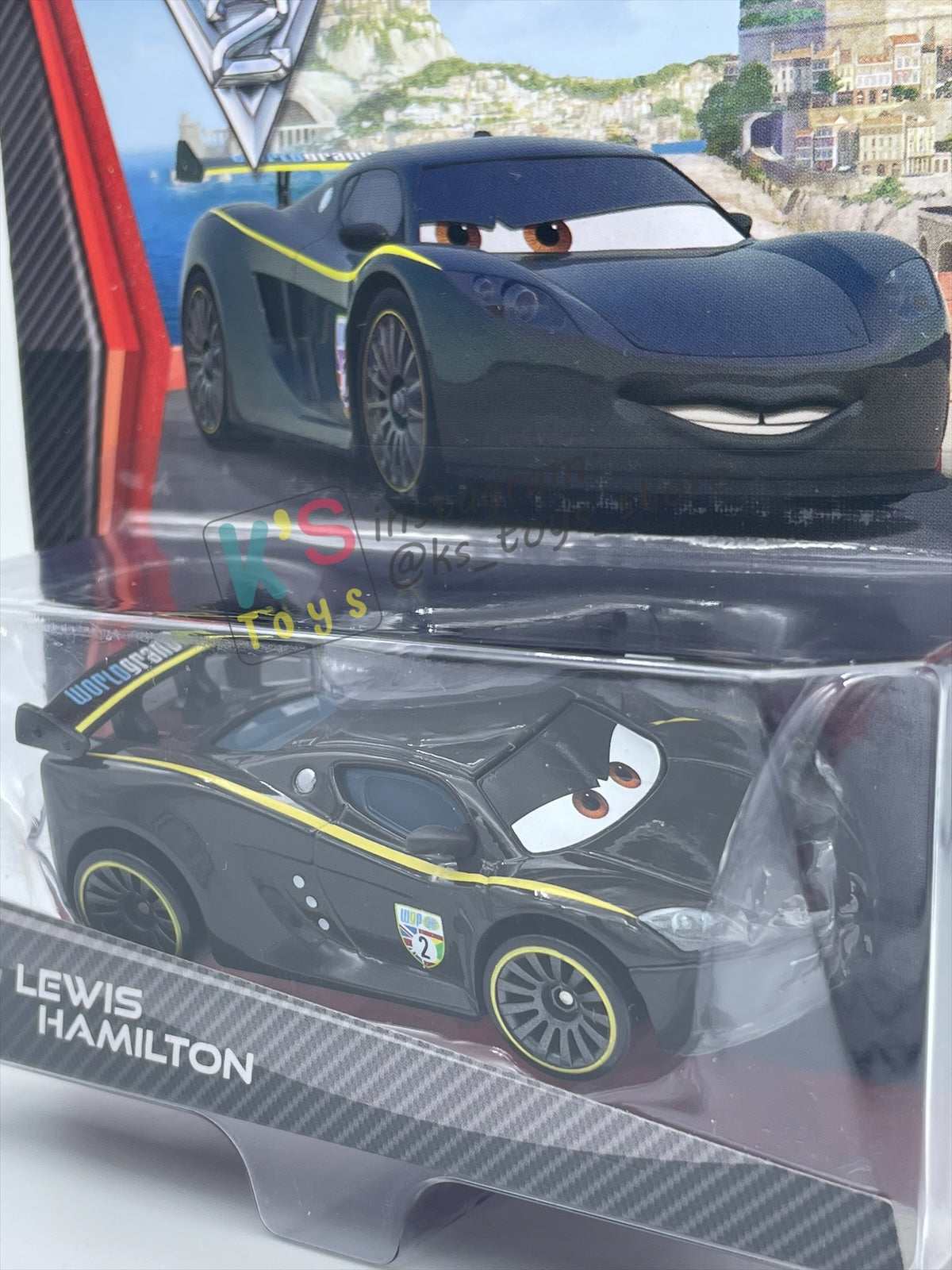 DISNEY PIXAR CARS 1:55 BY MATTEL, "LEWIS HAMILTON" - CARS 2 SERIES - BNIP
