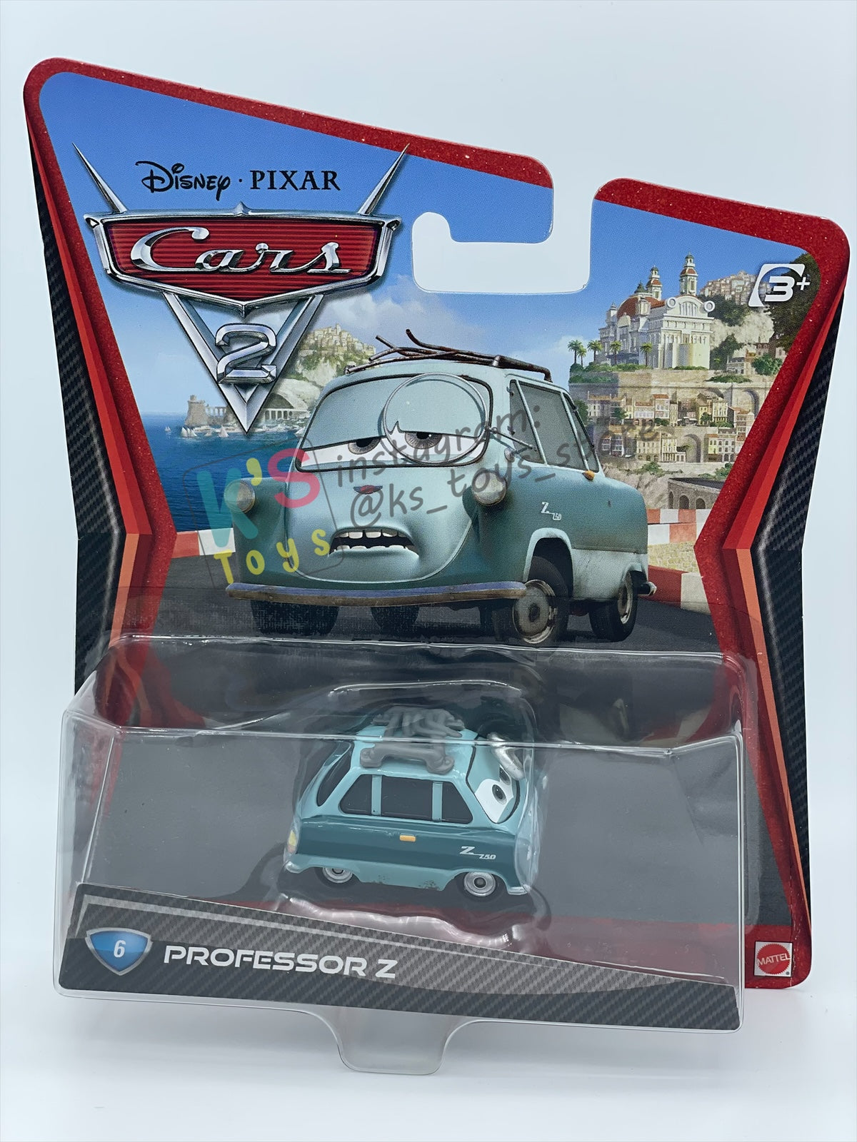 DISNEY PIXAR CARS 1:55 BY MATTEL, "PROFESSOR Z" - CARS 2 SERIES - BNIP