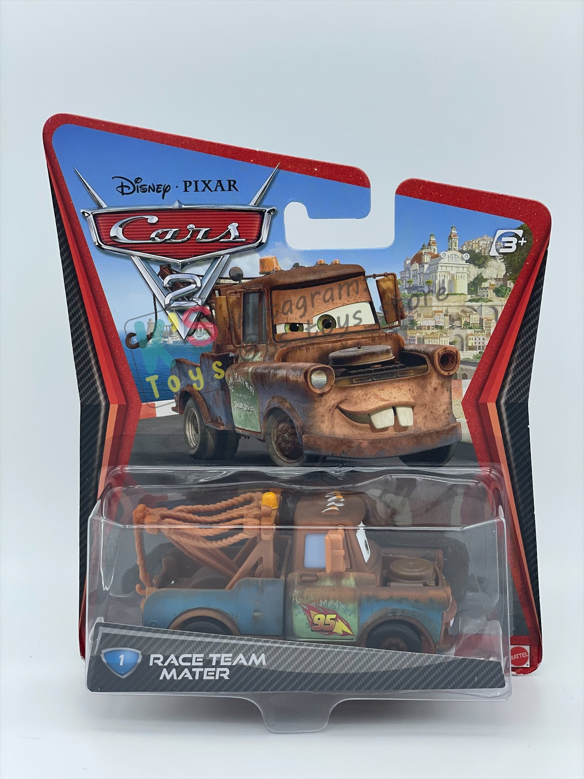 DISNEY PIXAR CARS 1:55 BY MATTEL, "RACE TEAM MATER" CARS 2 - BNIP