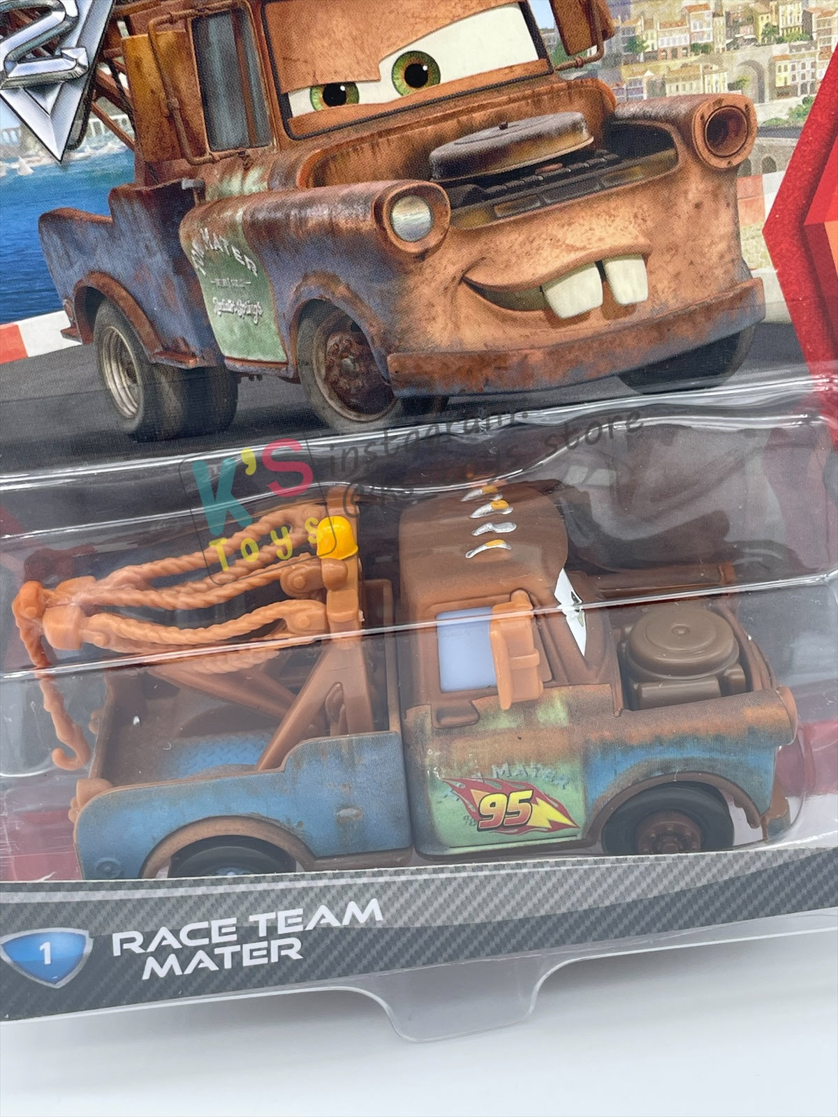 DISNEY PIXAR CARS 1:55 BY MATTEL, "RACE TEAM MATER" CARS 2 - BNIP