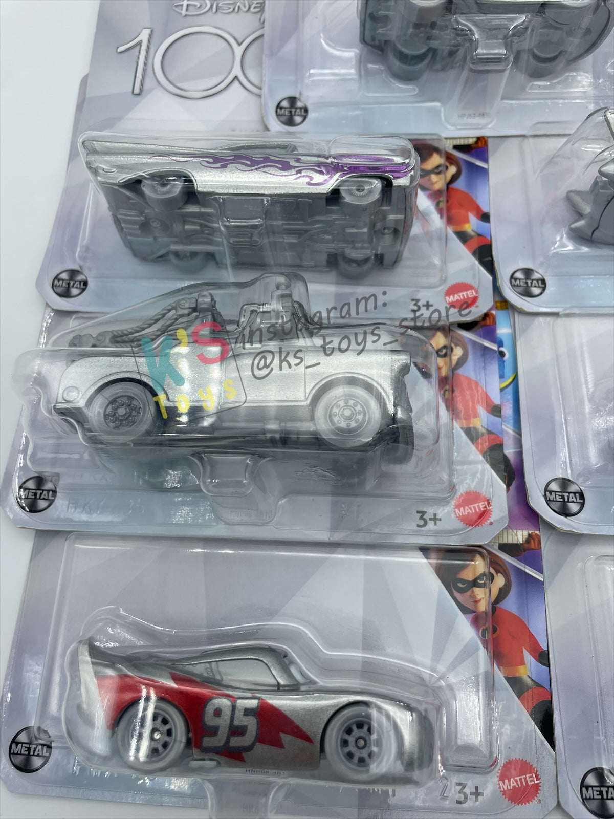 Complete Set of Disney 100th Anniversary Series, Disney Pixar Cars by Mattel 1:55 - LIGHTNING MCQUEEN, MATER, FLO, RAMONE, SALLY, FABULOUS HUDSON HORNET AND PROMO CRUISIN LIGHTNING MCQUEEN - BNIP