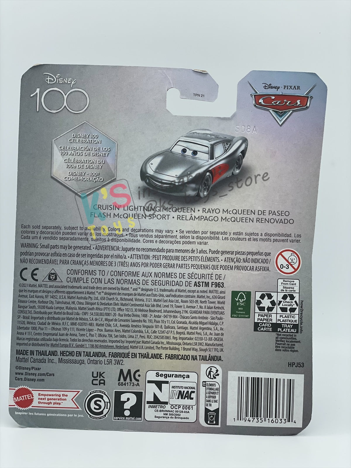 Complete Set of Disney 100th Anniversary Series, Disney Pixar Cars by Mattel 1:55 - LIGHTNING MCQUEEN, MATER, FLO, RAMONE, SALLY, FABULOUS HUDSON HORNET AND PROMO CRUISIN LIGHTNING MCQUEEN - BNIP