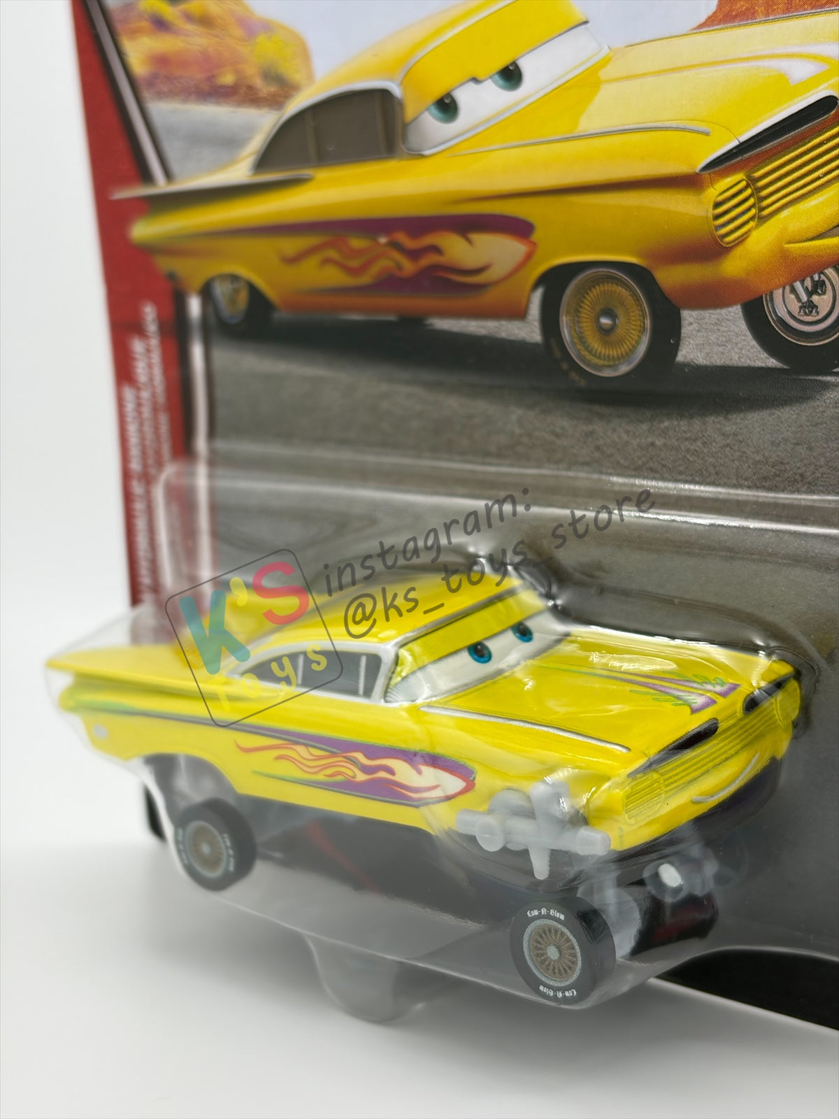 DISNEY PIXAR CARS BY MATTEL 1:55, "YELLOW HYDRAULIC RAMONE" - 2OTH CARD/PACKAGING - BNIP