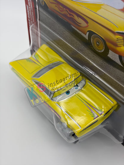 DISNEY PIXAR CARS BY MATTEL 1:55, "YELLOW HYDRAULIC RAMONE" - 2OTH CARD/PACKAGING - BNIP