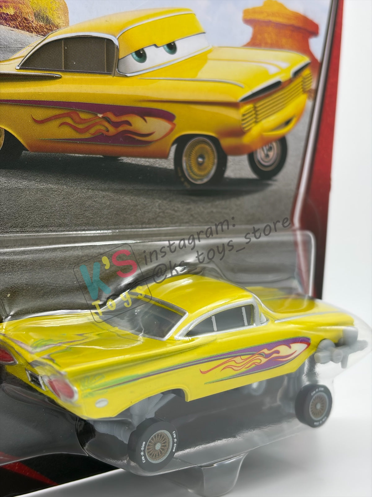 DISNEY PIXAR CARS BY MATTEL 1:55, "YELLOW HYDRAULIC RAMONE" - 2OTH CARD/PACKAGING - BNIP