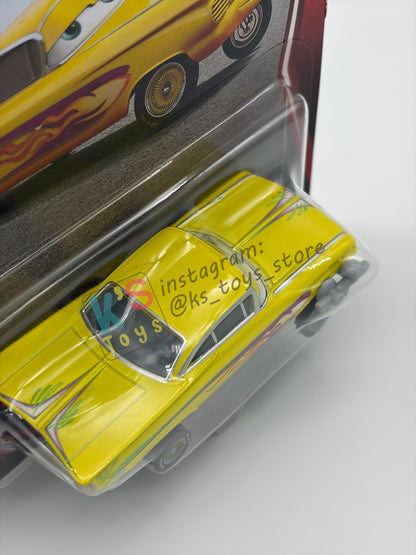 DISNEY PIXAR CARS BY MATTEL 1:55, "YELLOW HYDRAULIC RAMONE" - 2OTH CARD/PACKAGING - BNIP