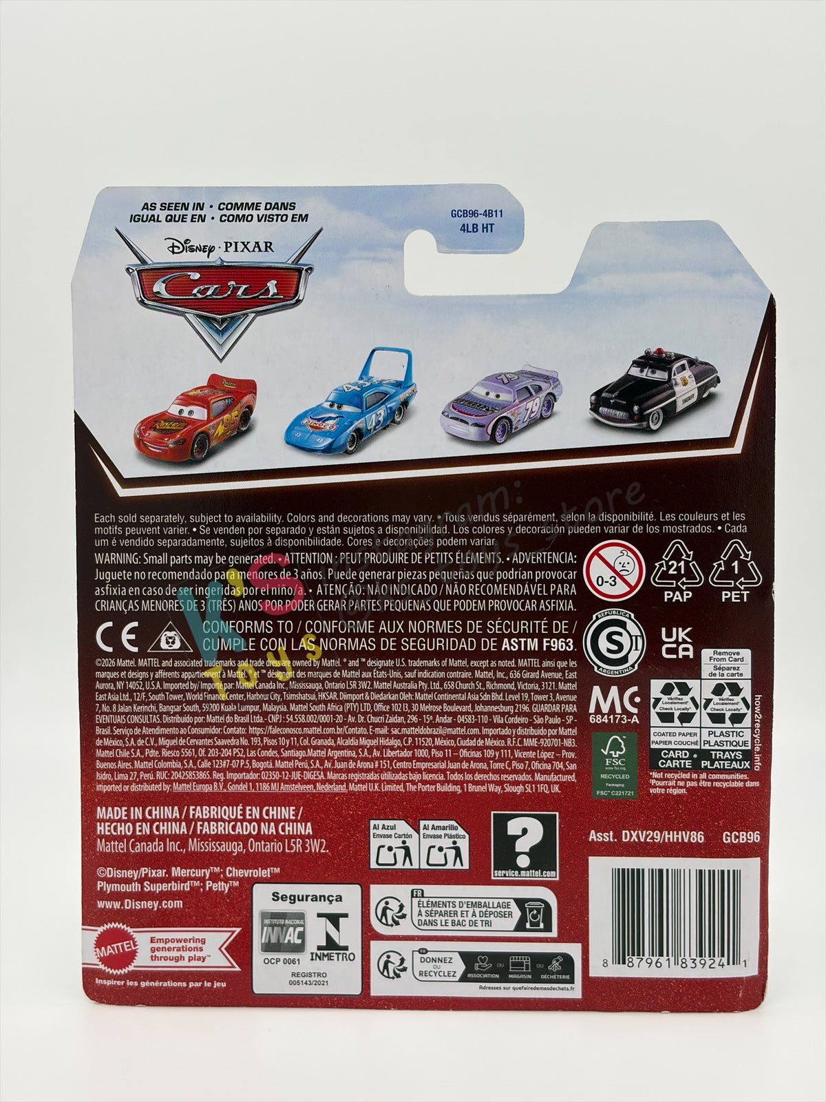 DISNEY PIXAR CARS BY MATTEL 1:55, "YELLOW HYDRAULIC RAMONE" - 2OTH CARD/PACKAGING - BNIP