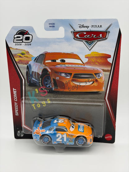 DISNEY PIXAR CARS BY MATTEL 1:55, "SPEEDY COMET" - 2OTH CARD/PACKAGING - BNIP