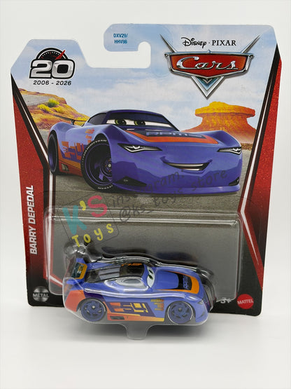DISNEY PIXAR CARS BY MATTEL 1:55, "BARRY DEPEDAL'" - 2026 RE-RELEASED 20TH ANNIVERSARY CARD - BNIP