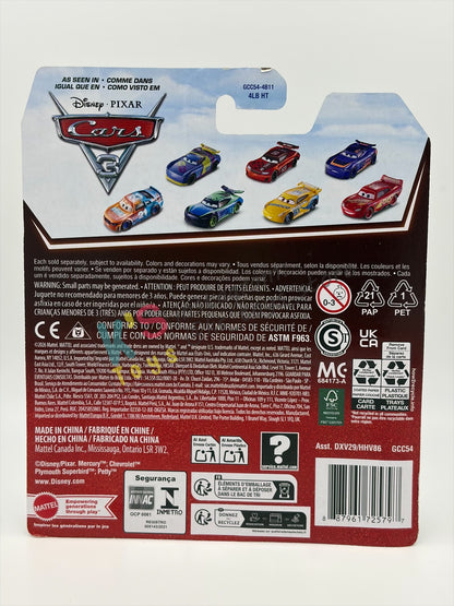 DISNEY PIXAR CARS BY MATTEL 1:55, "J.D. MCPILLAR" - 2OTH CARD/PACKAGING - BNIP