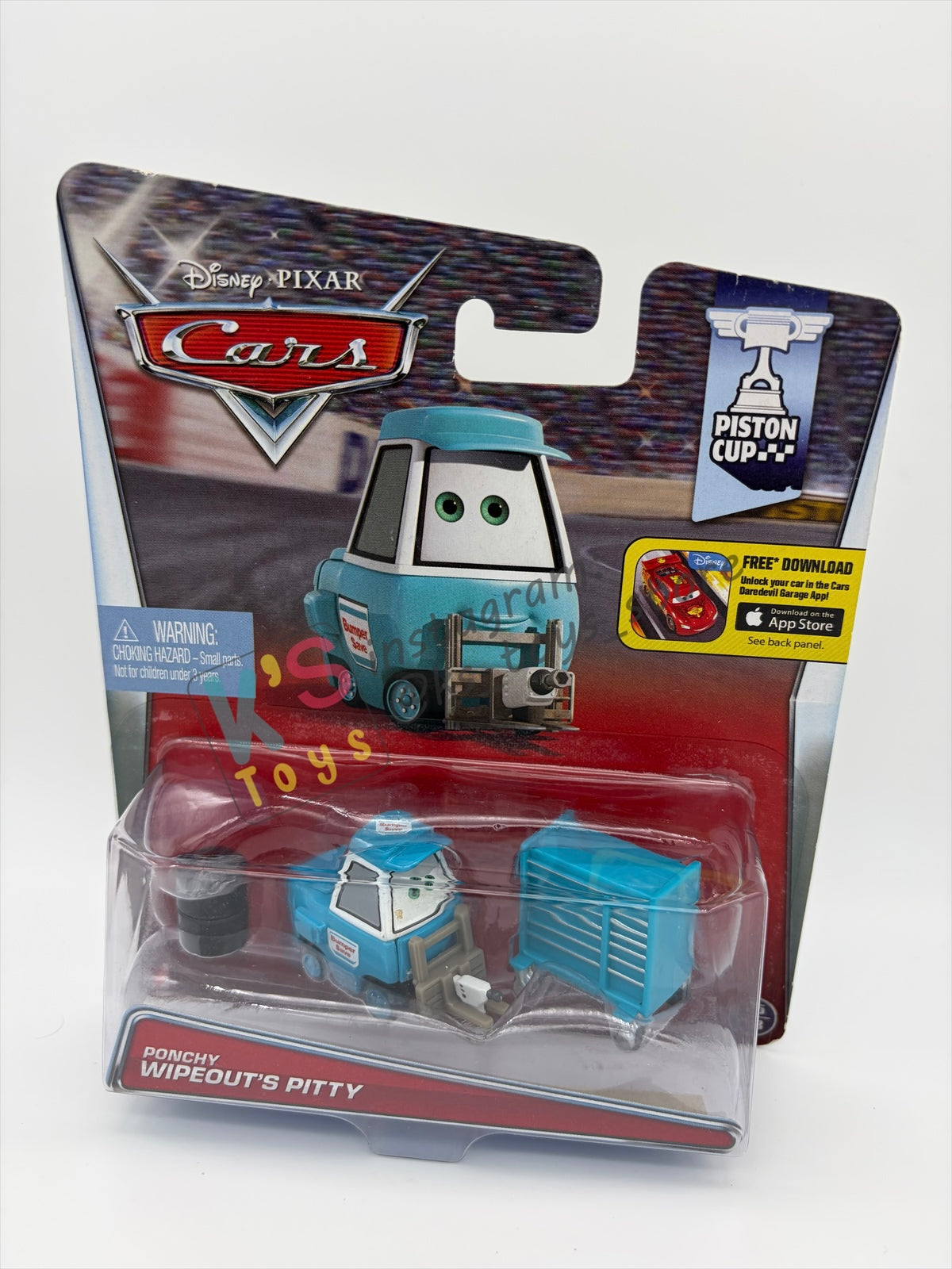 DISNEY PIXAR CARS 1:55 BY MATTEL, PONCHY WIPEOUT’S PITTY - PISTON CUP - BNIP