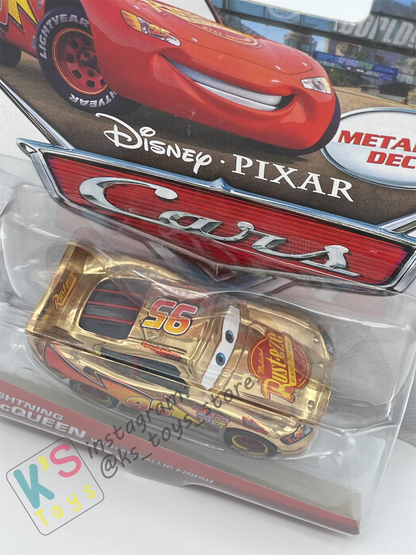 DISNEY PIXAR CARS BY MATTEL "GOLDEN LIGHTNING MCQUEEN WITH METALLIC DECO / FINISH" - BNIP