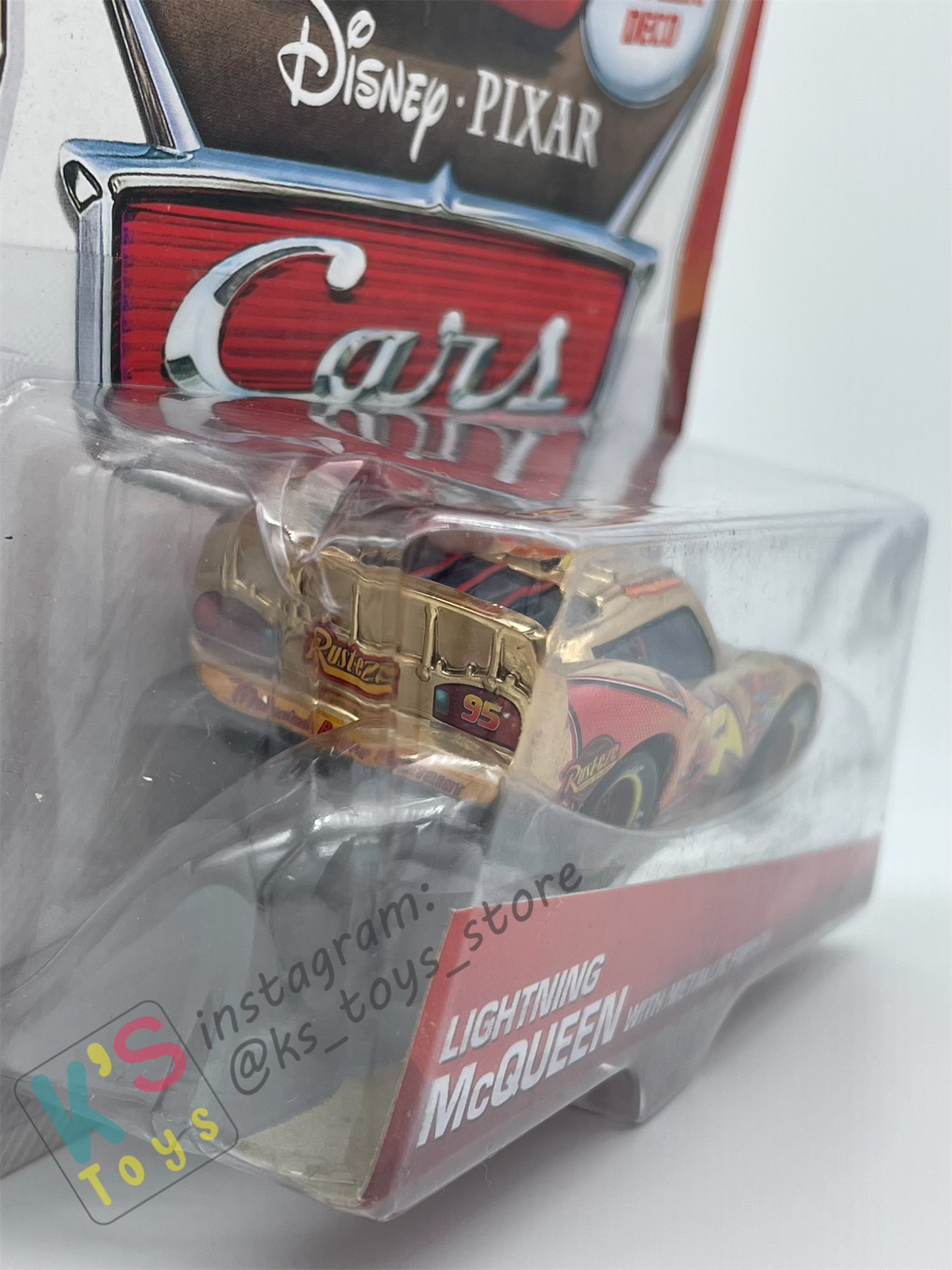 DISNEY PIXAR CARS BY MATTEL "GOLDEN LIGHTNING MCQUEEN WITH METALLIC DECO / FINISH" - BNIP