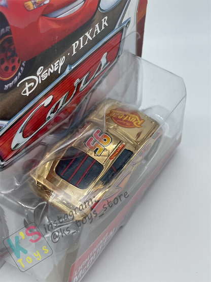 DISNEY PIXAR CARS BY MATTEL "GOLDEN LIGHTNING MCQUEEN WITH METALLIC DECO / FINISH" - BNIP