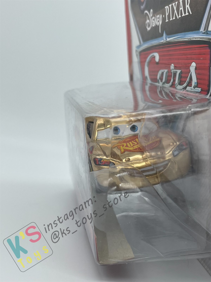 DISNEY PIXAR CARS BY MATTEL "GOLDEN LIGHTNING MCQUEEN WITH METALLIC DECO / FINISH" - BNIP