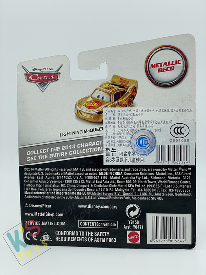 DISNEY PIXAR CARS BY MATTEL "GOLDEN LIGHTNING MCQUEEN WITH METALLIC DECO / FINISH" - BNIP