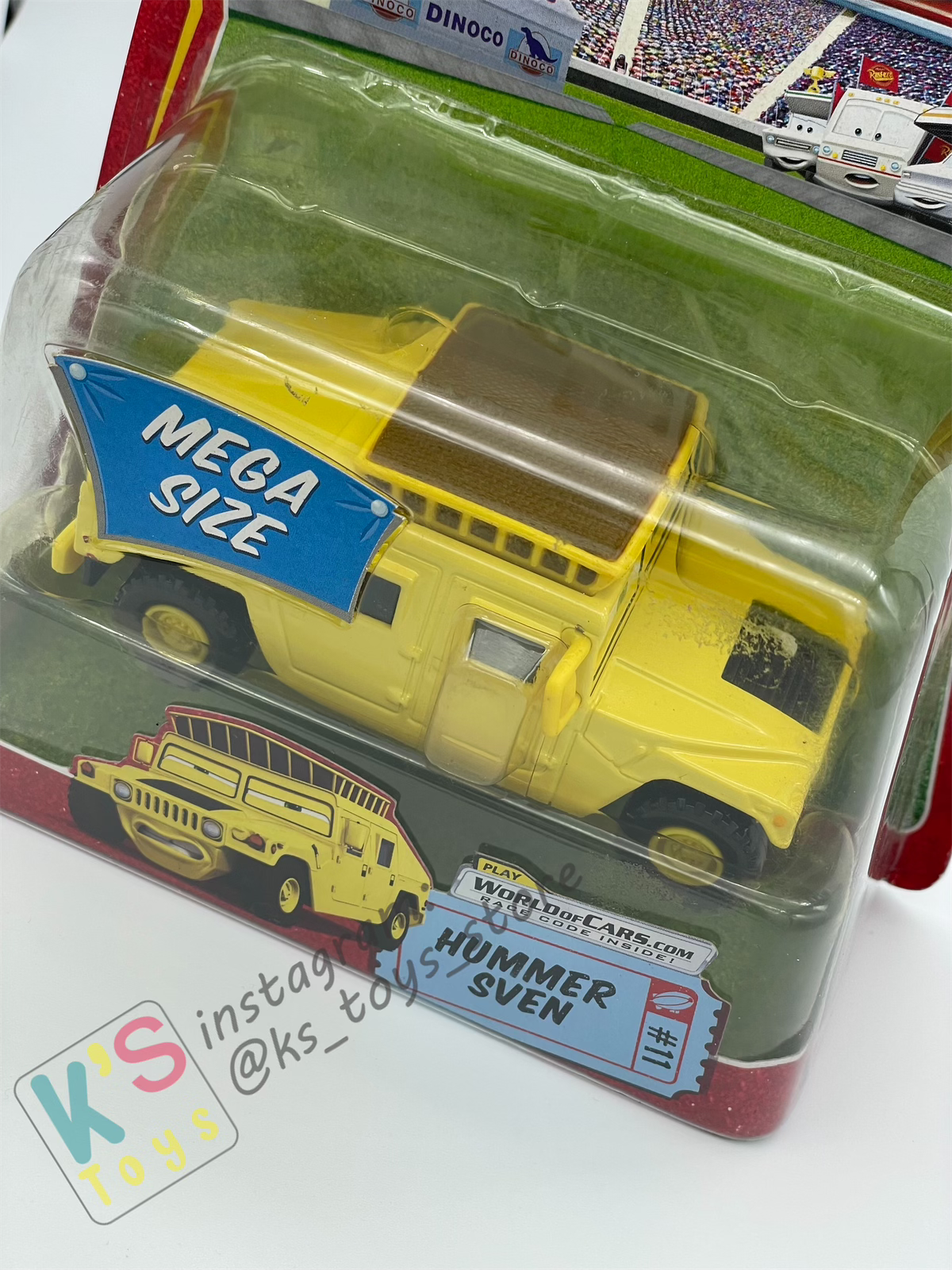 MEGA SIZE DISNEY PIXAR CARS BY MATTEL, HUMMER SVEN #11 - RACE ORAMA - BNIP