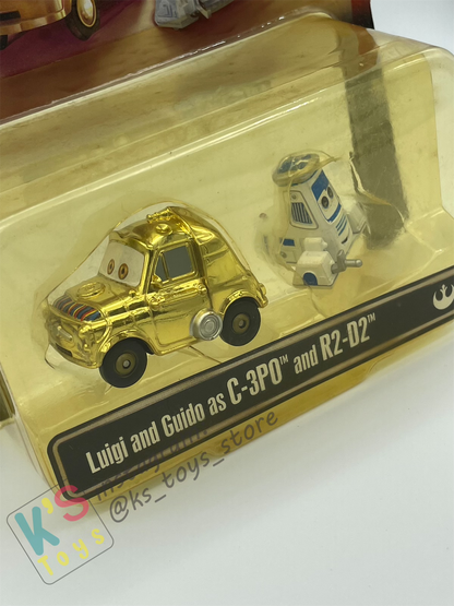 DISNEY PIXAR CARS BY MATTEL EXCLUSIVE DISNEY PARKS "LUIGI AND GUIDO as C-3PO AND R2-D2" - BNIP