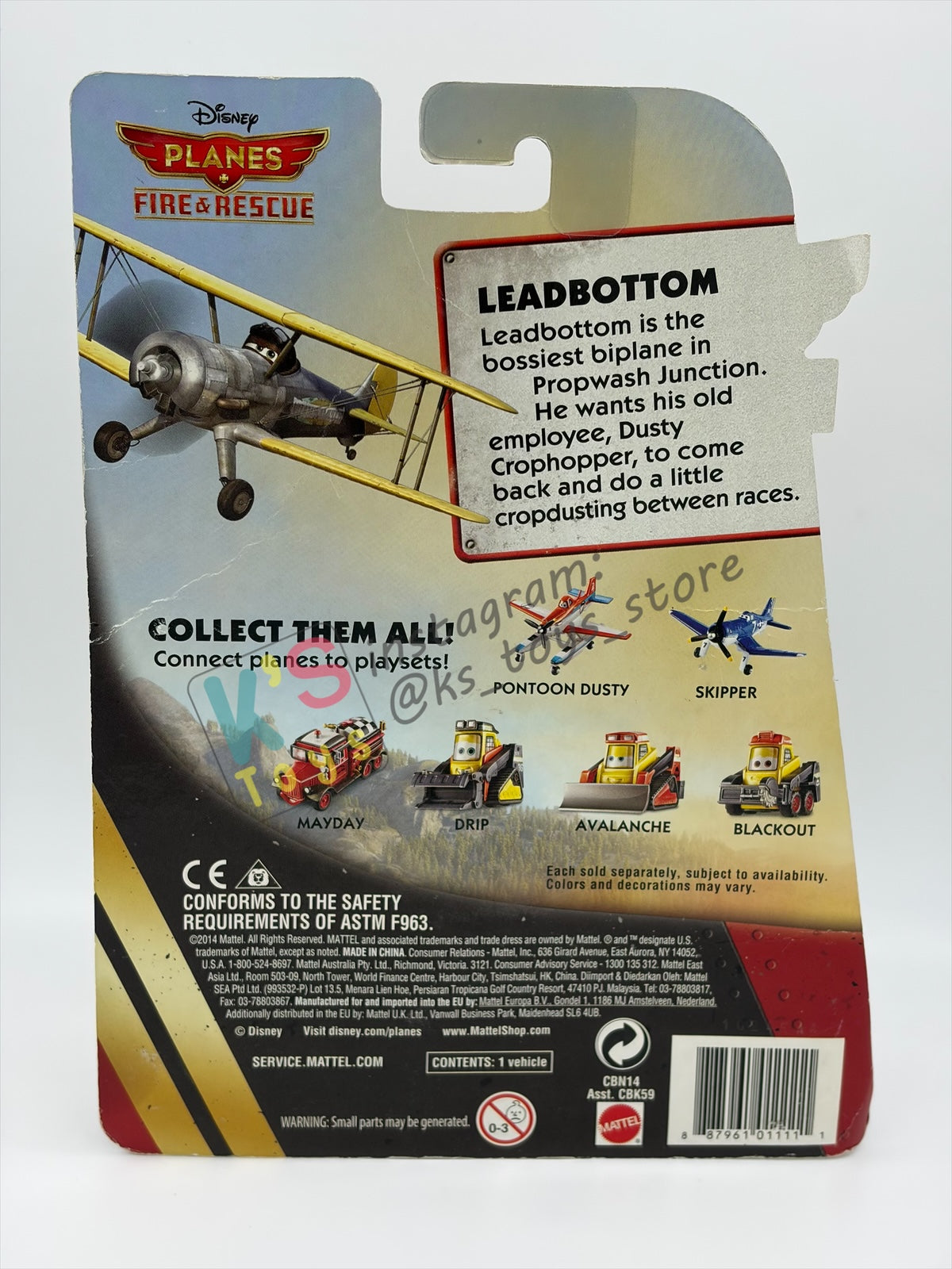 DISNEY PLANES BY MATTEL, "LEADBOTTOM" - FIRE & RESCUE - BNIP