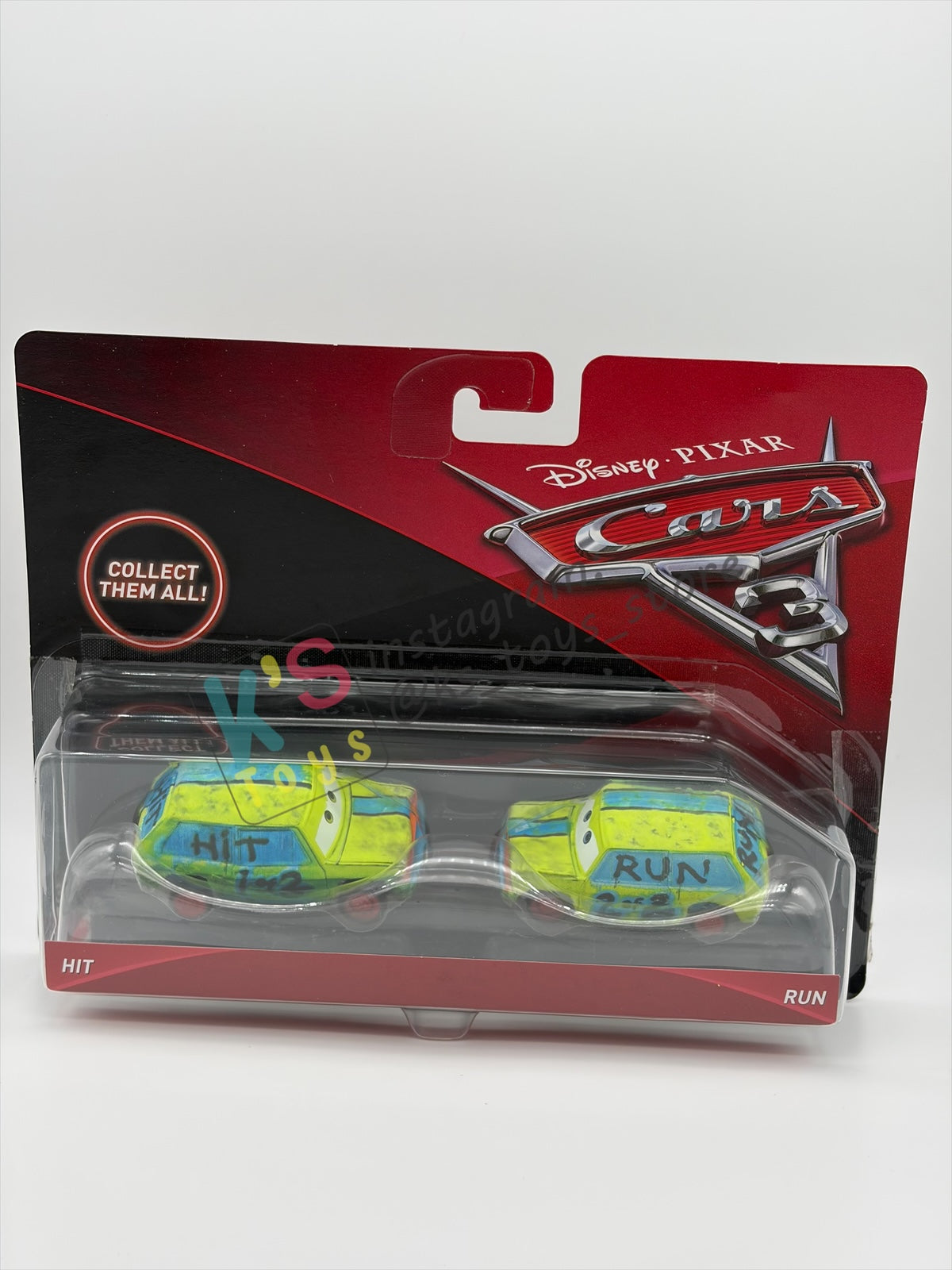 Disney Pixar Cars 1:55 by Mattel 2-Pack, "HIT & RUN" - CARS 3 PACK SERIES - BNIP